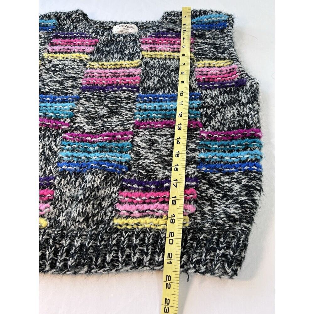 Vintage Chunky Knit Colorful Sweater Vest Y2K Patchwork Cozy Retro LG - Picture 7 of 7